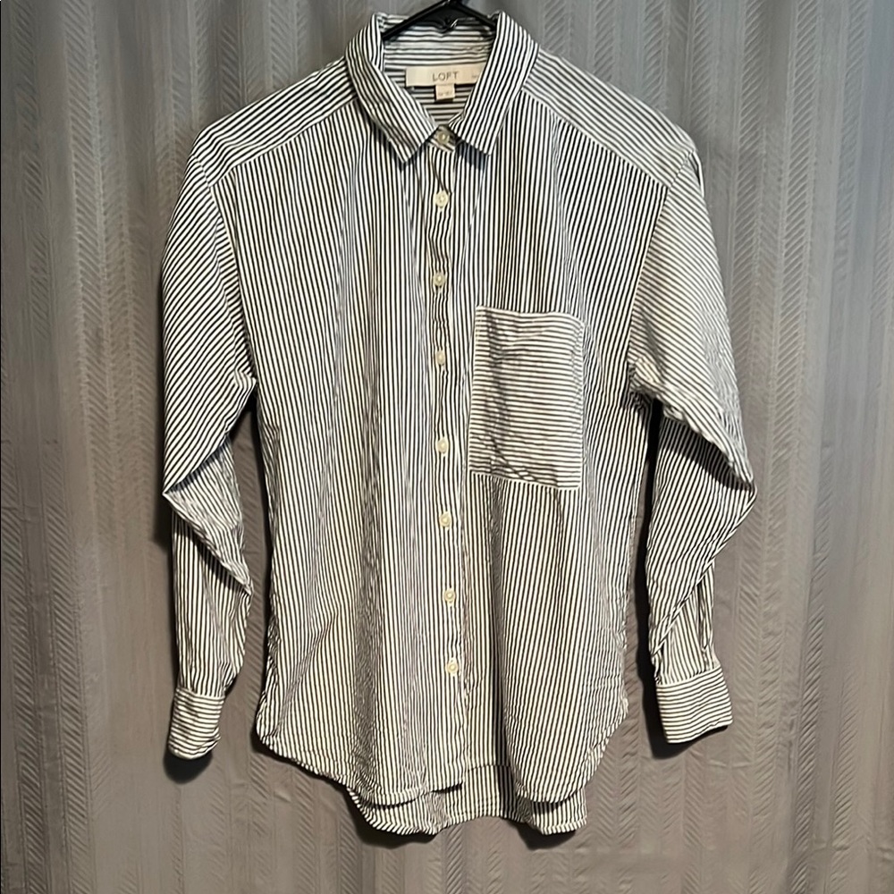 LOFT Petites Striped Button Down Shirt
